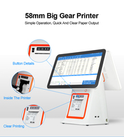 Terminal de point de vente tactile à double écran JSJ95, Android Windows, 15,6 pouces, processeur Intel J1800, 64 Go SSD/16 Go RAM, caisse enregistreuse