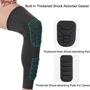 Knee Sleeve Brace Collision Protection Pad Long Sports Knee Support With Pad Arthritis Tennis Basketball Leg Compression Sleeve