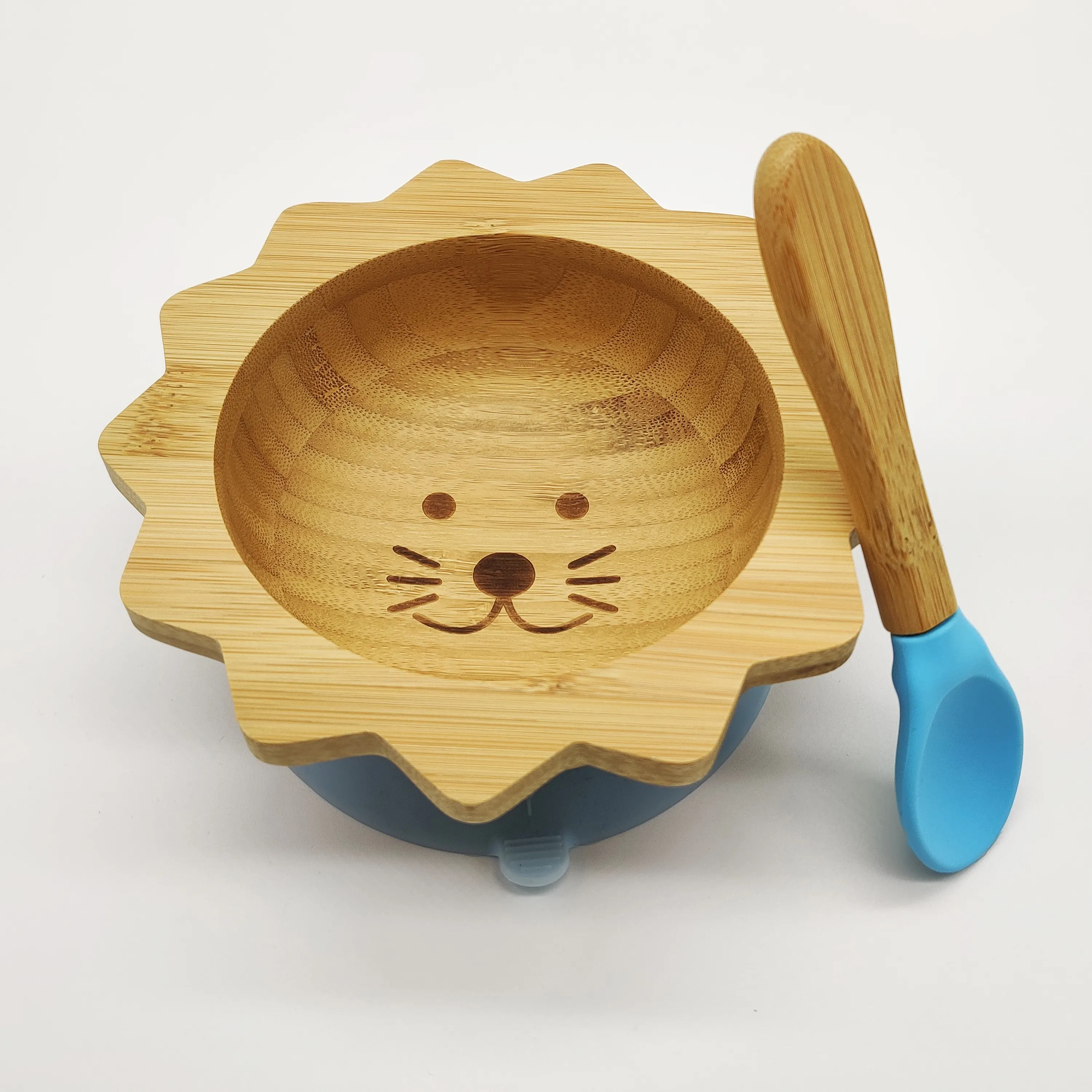 Hot sells Children's tableware made of bamboo The silicone tableware Bamboo baby bowl & spoon