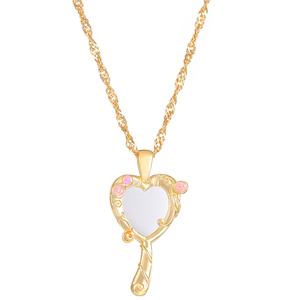 Brave Light Girls moda gran corazón collar boda fiesta joyería accesorios chapado en oro espejo mágico Collar para mujer - Product Image 5