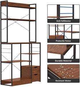 Meuble de rangement en métal, étagères de cuisine, à 5 niveaux, avec 2 espaces de rangement, support pour <span class=keywords><strong>micro</strong></span>-ondes, <span class=keywords><strong>four</strong></span>, avec Stand de rangement du vin, atelier - Product Image 4