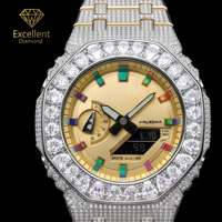 Montre-bracelet Hip Hop en argent sterling de qualité supérieure avec moissanite, montre à quartz étincelante, boîtier irrégulier, personnalisée pour unisexe, idéale pour les soirées et les collectionneurs