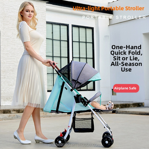 Poussette pliable à une main, 4,0 kg, cadre doré, tissu Oxford, 5 positions inclinables (assis et couché) pour le voyage, vente en gros OEM - Product Image 2