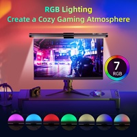 Lumière de moniteur suspendue circulaire en aluminium plat de 44 cm, cinq couleurs RGB, rétroéclairage tactile réglable, 5 W, installation magnétique
