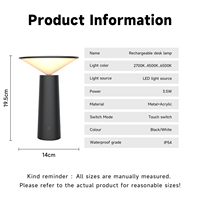 Lampe de table rechargeable pour restaurants abat-jour réglable à piles angle tactile hôtel lampe de table décorative sans fil