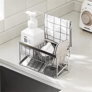 Stainless Steel Kitchen Sink Standing Double Modern Multifunctional <b>Shelf</b> Countertop Sponge Rag Drain <b>Storage</b> Rack Non-Folding - Product Image 3