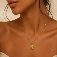 Collier pendentif JUSNOVA en acier inoxydable plaqué or PVD 18 carats pour femme, avec perle, étanche, anti-ternissement, bijoux tendance de créateur