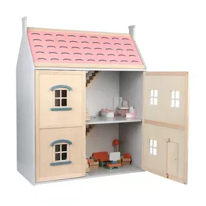 2 רצפות עץ זול בתי יפה בית בצורת מתנת קופסות מרוהט באופן מלא בתים טרומיים צעצועים לילדים