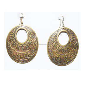 2005 West Virginia Rustic Circle <b>Dangle</b> <b>Earrings</b> Jewelry Hammered Leather painted drop <b>earrings</b> pink Ladies <b>Gold</b> Africa Jewelry - Product Image 5