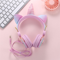 Casque audio filaire supra-auriculaire OEM licorne rose pour enfants, stéréo, avec micro intégré, chipset JL, étanche IPX-2, prise jack 3,5 mm pour écouter de la musique