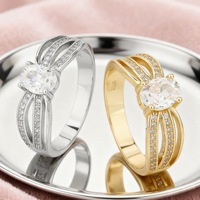 Bague en Zircon Hongqi avec Grappe de Pierres Scintillantes, Motif Paix, Tendance, Plaqué Or et Argent, Sertissage Clos, Unisexe, Anniversaire de Mariage