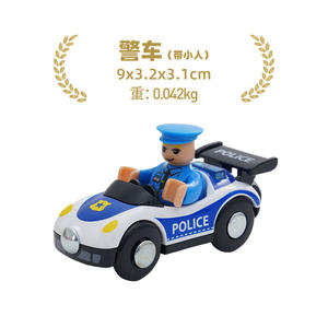 <span class=keywords><strong>Voiture</strong></span> de police à inertie en plastique moulé sous pression avec <span class=keywords><strong>remorque</strong></span> compatible en bois Thomas Train Track Little Man Toy - Product Image 6