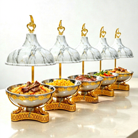 BOSAI 8L Réchaud de buffet circulaire marron/doré avec système de bain-marie suspendu plaqué or pour buffet libre-service