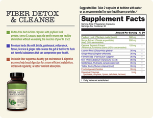 Colon Care Fiber Detox Cleanse 60 Cápsulas Vegetarianas Suplemento para la limpieza del colon Cápsulas para limpieza intestinal y desintoxicación adelgazantes - Product Image 3