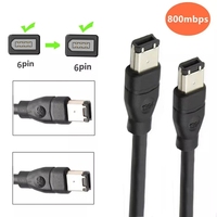 Negro IEEE 1394 Firewire 400 macho/macho Cable 6 pines/6 pines trenzado blindaje TPE USB Cable computadoras 6FT/10FT/15FT longitudes almacenadas