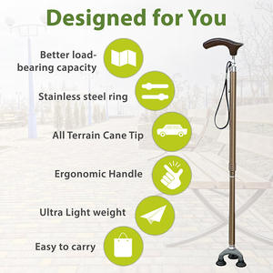 Trois <span class=keywords><strong>pieds</strong></span> pliant bâton de <span class=keywords><strong>marche</strong></span> manche <span class=keywords><strong>en</strong></span> <span class=keywords><strong>bois</strong></span> pointe rotative <span class=keywords><strong>en</strong></span> caoutchouc matériau <span class=keywords><strong>en</strong></span> alliage d'aluminium pour les fournitures de thérapie de rééducation - Product Image 5