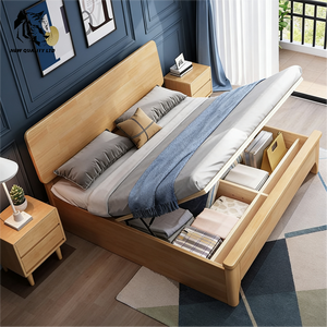 Cama de madera tamaño matrimonial, nueva, moderna, para dormitorio, de fábrica china, precio bajo, personalizable, gran stock, envío inmediato. - Product Image 4