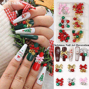 Brillant Or Argent Flocon De Neige Cloche 3D Nail Charms En Gros AlloyHollow Cut Out Design Noël Nail Art Décoration - Product Image 1