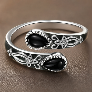 Anello Aperto Vintage a Goccia Scura per Donne, Stile Turchese, Gioiello da Dito alla Moda - Product Image 5