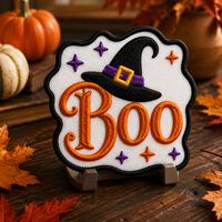Prix de gros : Patchs brodés thermocollants et appliques à repasser, motif 'Happy Halloween Boo', pour vêtements de fêtes