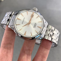 Herren Automatikuhr mit Sonnenschliff-Zifferblatt, Roségold-Markierungen, Datumsanzeige, Elegante Klassisch-Moderne Stilvolle Maskuline Armbanduhr
