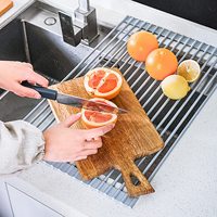 Égouttoir de vaisselle en acier inoxydable, pont d'évier, Portable, avec porte-ustensiles, support pliable, pour évier de cuisine
