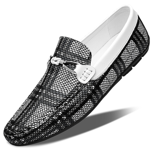 Haut de gamme nouveaux mocassins pour hommes avec motif <span class=keywords><strong>crocodile</strong></span> à la mode véritable peau de vache chaussures d'été pour hommes chaussures de haricot respirantes - Product Image 1