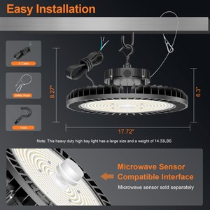 Luminaire suspendu industriel rond NGT 500W 400W 300W, projecteur UFO haute puissance, homologué UL - Product Image 4