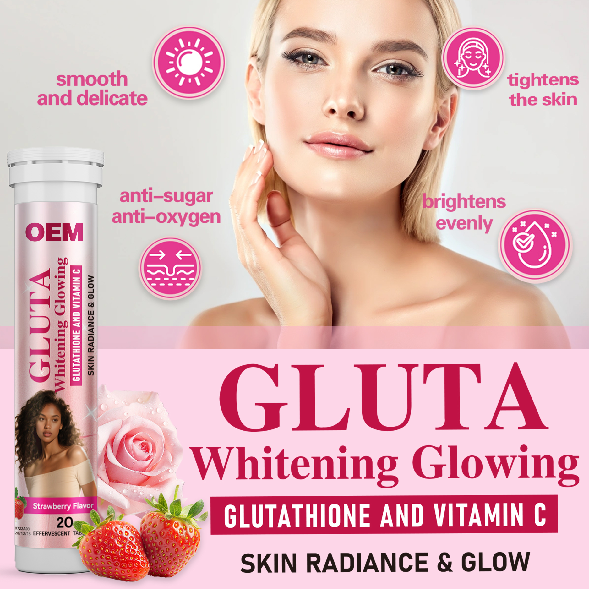 glow glutathione and vitamin c OEM Glutathione & Vitamin C Whitening Effervescent Tablets - Skin  Brightening Glowing Supplement