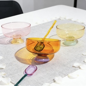 Tazón de Vidrio Transparente para Servir Ensaladas con Base de Madera de Acacia, Tazón para Frutas y Postres, Directo de Fábrica - Product Image 3