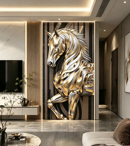 Adesivo Murale 3D Stile Cinese con Cavallo, Ecologico e ad Alta Definizione, Moderno per Soggiorno, Corridoio e Cameretta - Product Image 2