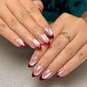 24 <span class=keywords><strong>Uñas</strong></span> Postizas de Cristal Estilo Ojo de Gato Francés, Estilo Europeo-Americano, Removibles para Mujer, Lujo Ligero, Alta Calidad - Product Image 1