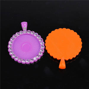 Base ronde incrustée de diamants de 25 mm, accessoire de bijouterie DIY Time Gem, plateau suspendu en alliage coloré - Product Image 3