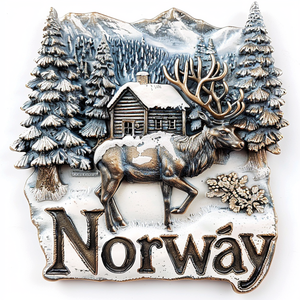 Aimants de réfrigérateur 3D en métal, souvenirs imprimés UV des monuments touristiques de Norvège, best-sellers - Product Image 2