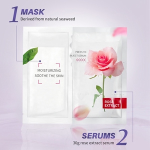 Sello de membrana de algas marinas naturales, hoja facial hidratante líquida, máscara de belleza para el cuidado de la piel, extracto de rosa de belleza, máscara Facial de etiqueta privada - Product Image 4