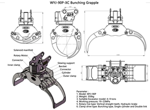 Pince hydraulique rotative pour excavatrice de 6 à 9 tonnes, pince lourde - Product Image 2