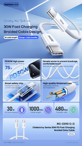 Chelectricy Series 30W PD Fast <b>Charging</b> Braided Data <b>Cable</b> RC-C010 RC-C010 - Product Image 5