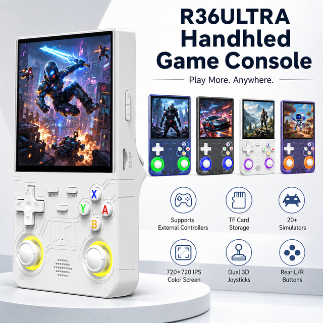 Handheld Retro Game Console R36 Ultra 3D Dual Rocker Hall Joystick 4.0 Inch IPS Screen WiFi Online Battle Kids Gift 2026