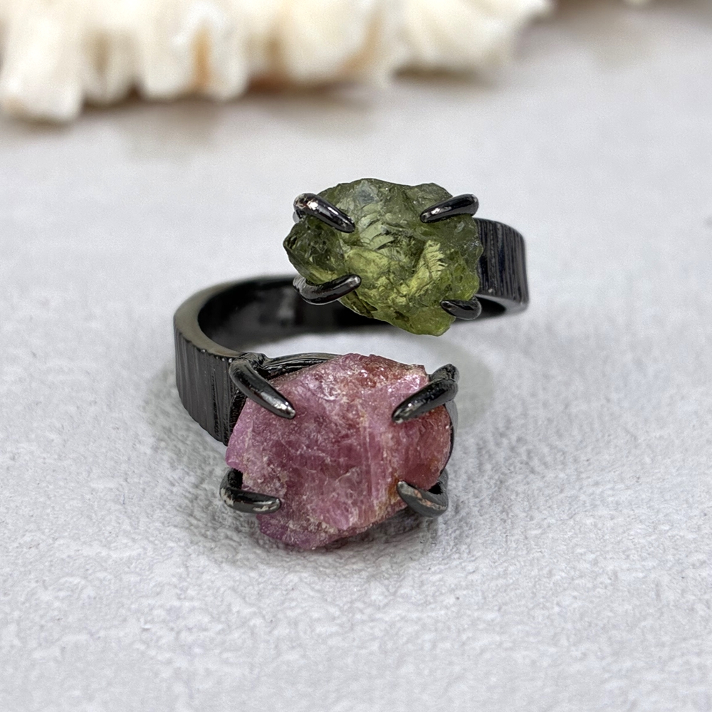 Peridoto + rubino-nero/argento/oro