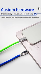 Câble de données en silicone 60W, charge super rapide, <span class=keywords><strong>prise</strong></span> en alliage de zinc, USB Type-C, adapté pour la charge de téléphones mobiles - Product Image 3