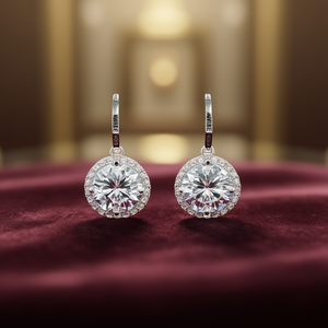 Orecchini in oro bianco con diamanti, taglio rotondo brillante, colore D, naturali, classici, da sposa, da donna E437 - Product Image 2
