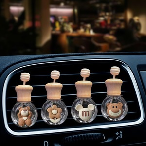 Zhengyan <b>Car</b> Air Freshener Empty <b>Bottle</b> 5-10Ml Refillable With Wooden Cap Bear Design For <b>Car</b> Interior Decor - Product Image 4