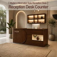 Bureau d'accueil moderne et minimaliste en bois foncé, personnalisable pour magasin de vêtements, bureau, hôtel, bar, centre de remise en forme, boutique de détail