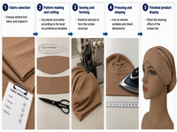 Bonnet Hijab en tricot côtelé avec élastique pour le front, couleur unie, pour usage quotidien