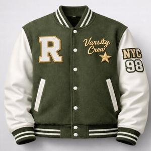 Chaqueta Varsity Unisex de Alta Calidad al por Mayor, a Prueba de Viento, Transpirable, Casual, de Invierno, con Bordado y Cierre de Botones - Product Image 3