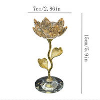 Luxuriöses Champagner-Kristall Lotus-Kerzenhalter-Set, 3-teilig, Goldener Kerzenständer, Hochzeitstisch-Dekoration, Wohnraumdekoration
