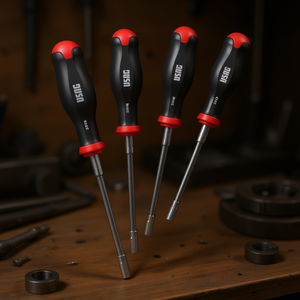 Juego de llaves hexagonales de 4 piezas, métricas, de acero, con mango rojo y negro para tareas de reparación de precisión - Product Image 3