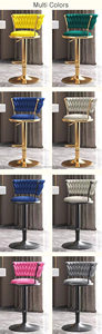 Tabourets de bar en velours 360 Rotation Dossier haut Rembourré Moderne Salle à manger de luxe Chaises de bar en plein air Base en fer léger - Product Image 6