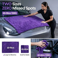 Chiffon de lavage de voiture en microfibre 1200gsm 1600gsm 1800gsm 2000gsm 40x40cm 60x90cm, serviette de lavage de voiture