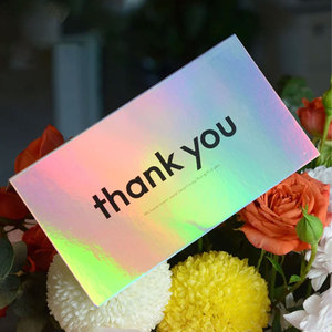 Tùy Chỉnh 300gsm Giấy Tráng Holographic <span class=keywords><strong>In</strong></span> Ấn Sáng Bóng Cảm Ơn Bạn Thẻ Mua Cho Doanh Nghiệp Nhỏ - Product Image 2